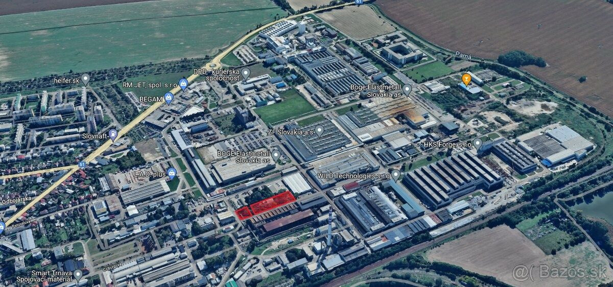 Hala s pozemkami v priemyselnej zóne v Trnave