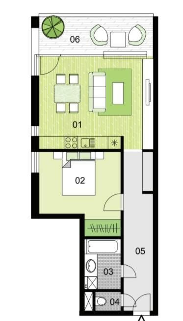 Kompletne zariadený 2 izbový byt s balkónom