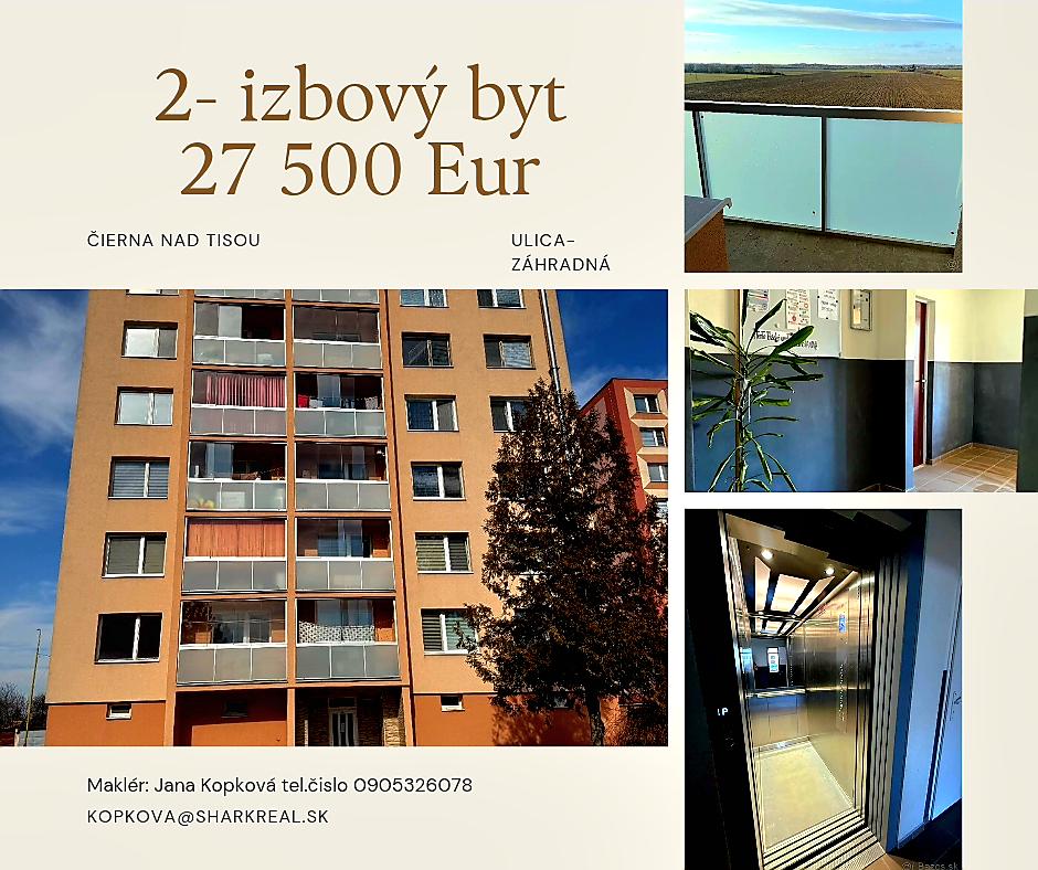 Ponúkame na predaj 2 izbový byt Čierna nad Tisou