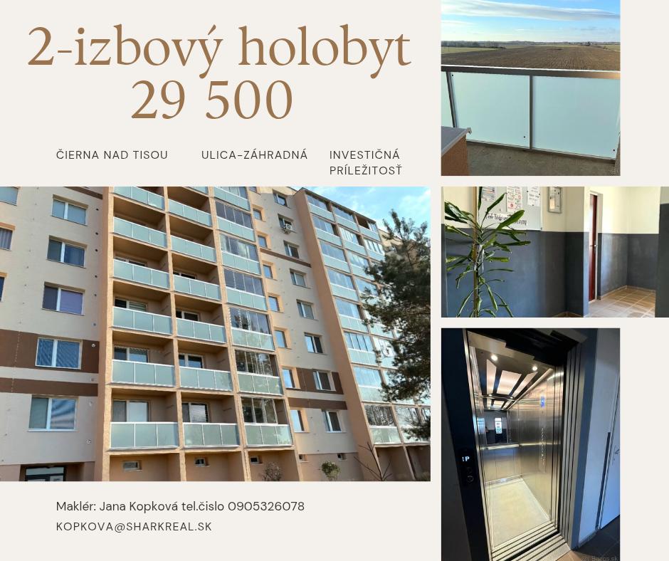 Ponúkame na predaj 2 izbový byt Čierna nad Tisou