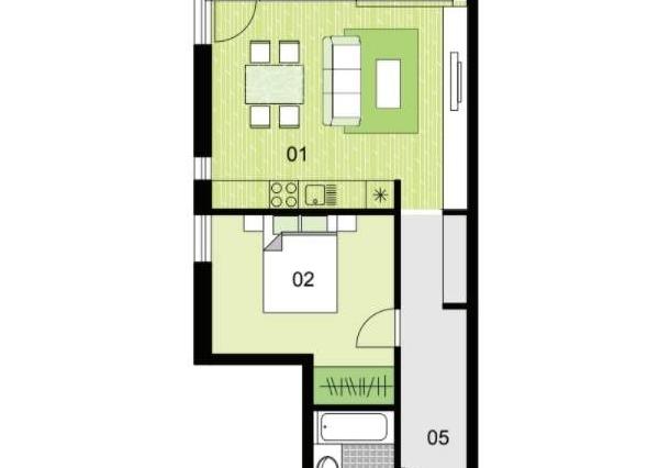 Kompletne zariadený 2 izbový byt s balkónom