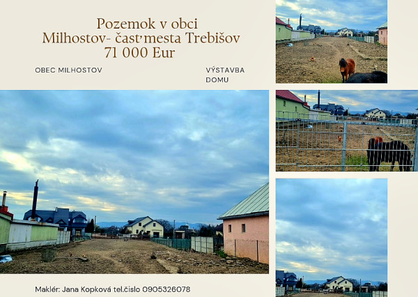 Na predaj pozemok v obci MILHOSTOV