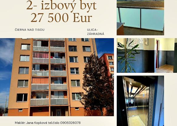 Ponúkame na predaj 2 izbový byt Čierna nad Tisou