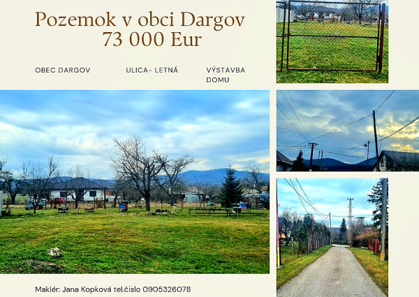 Ponúkame na predaj krásny pozemok v obci Dargov
