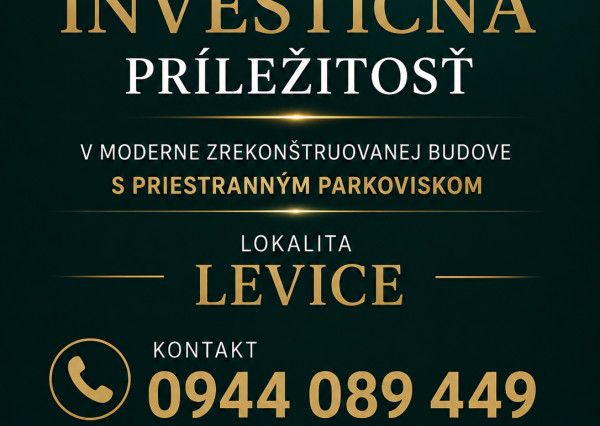 Investičná príležitosť v modernej budove s parkoviskom