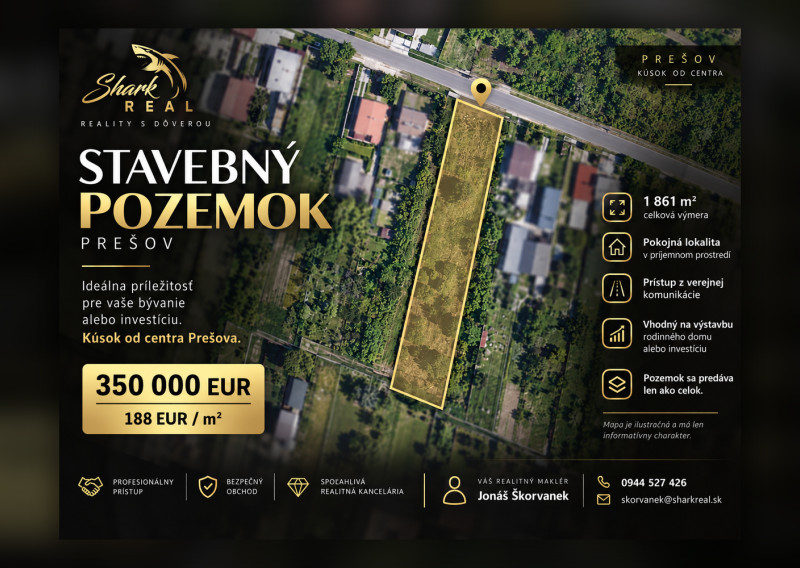 STAVEBNÝ POZEMOK 1 861 m² | PREŠOV | KÚSOK OD CENTRA
